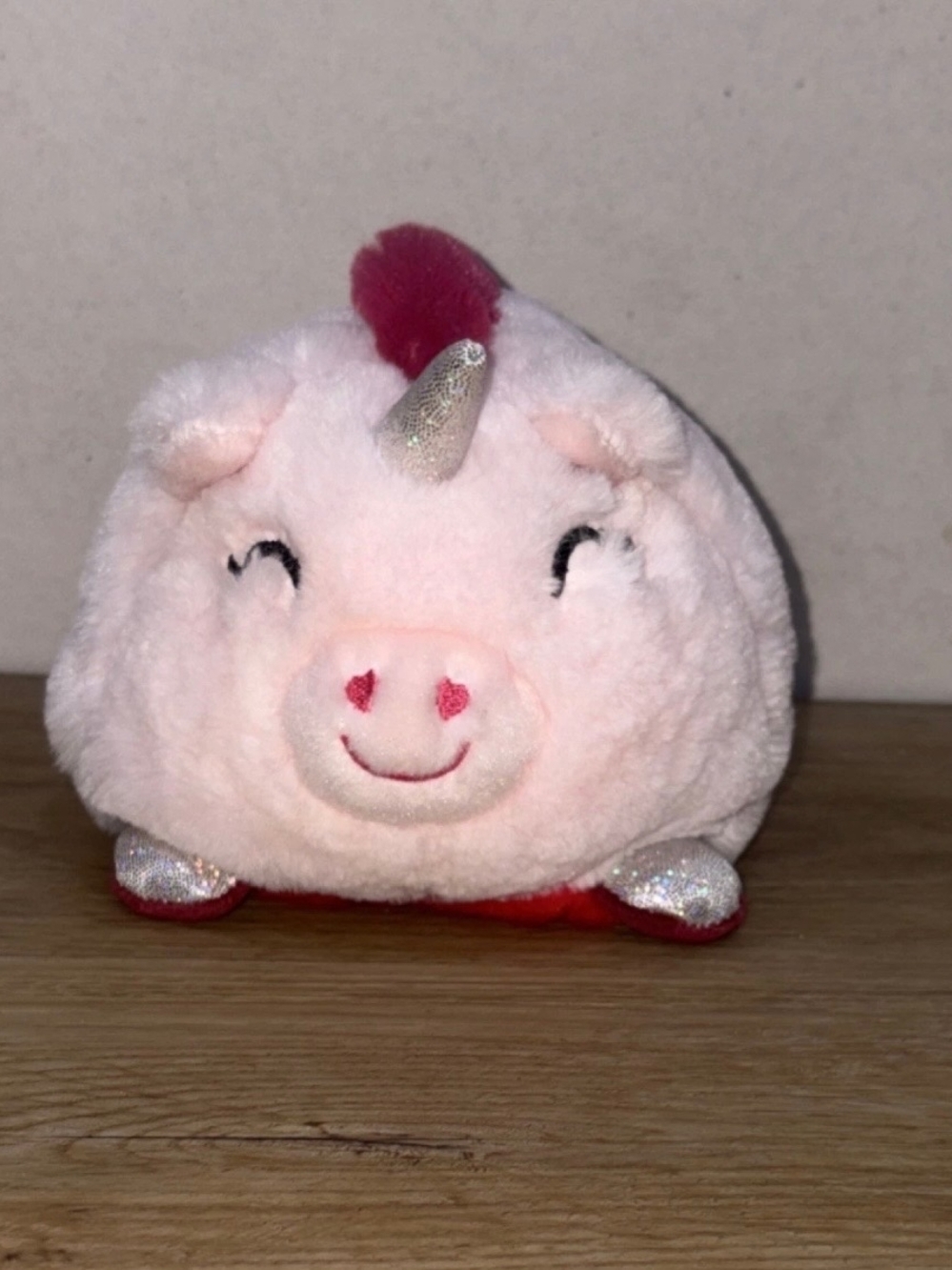 Plush Pink Unicorn Pig Soft Pet Toy - Cute Sparkle Horn